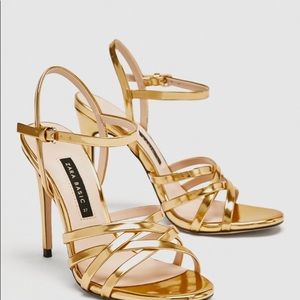 New Zara gold strapped sandals
